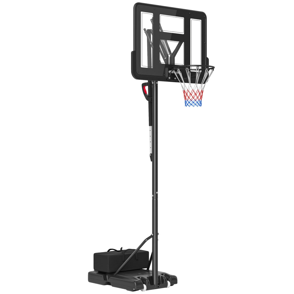 Canestro da basket outdoor regolabile in altezza 235-305 cm con tabellone 110x75 cm e ruote