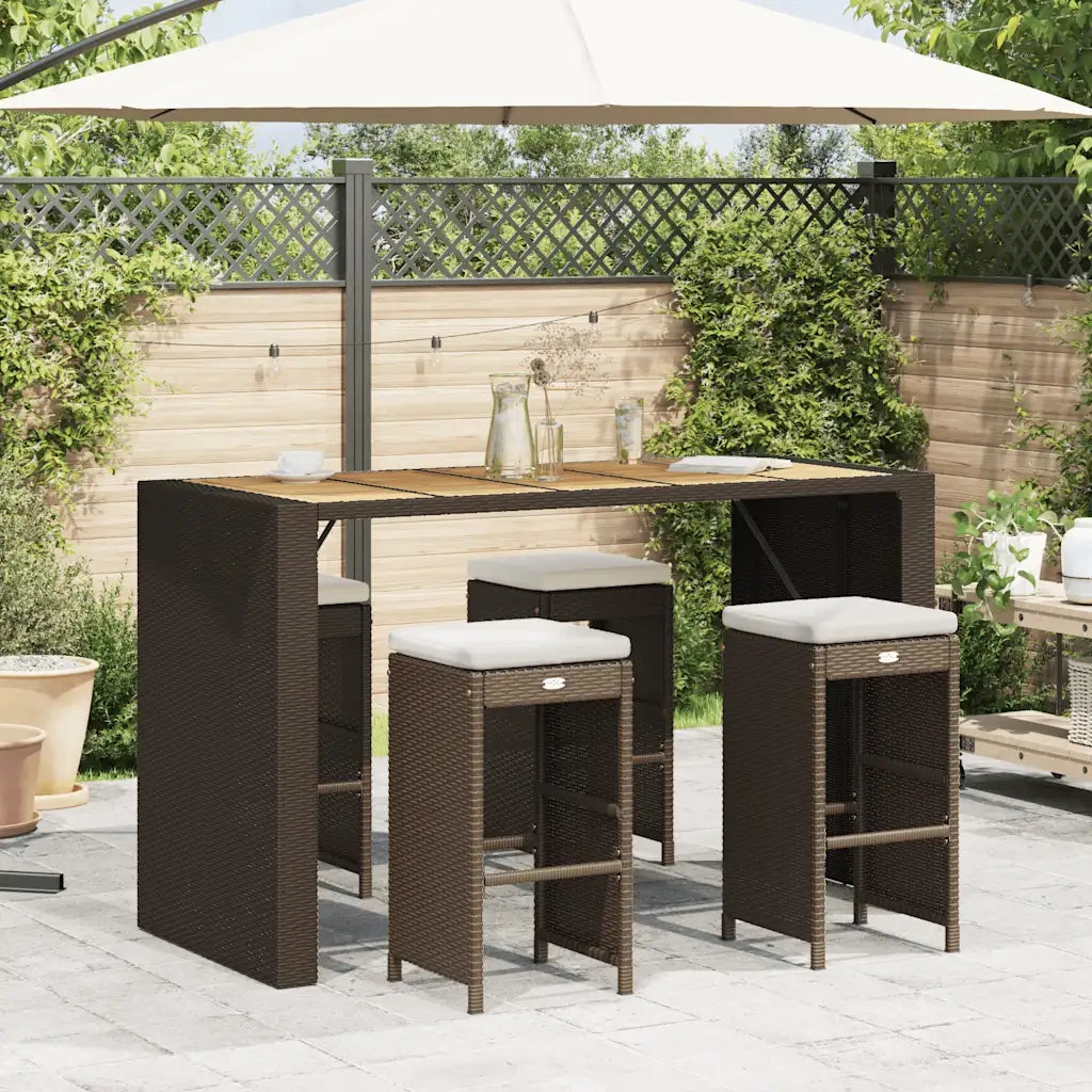 Sgabelli Bar da Giardino con Cuscini 4 pz Marroni in Polyrattan CFW5628243