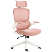 Sedia da Ufficio Girevole con Schienale Alto e Rete ¨C Zephmum ¨C Rosa 62x58x133 cm