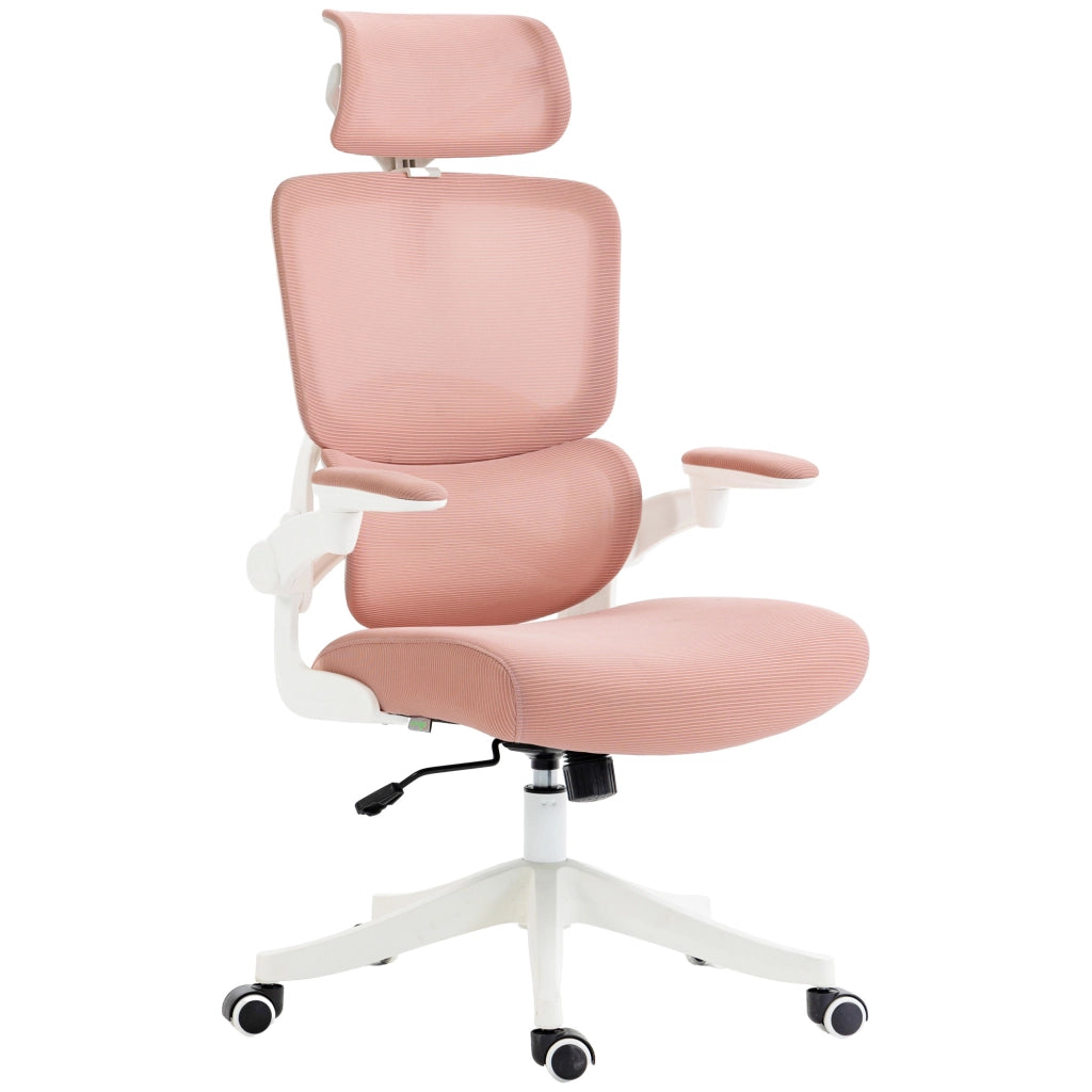 Sedia da Ufficio Girevole con Schienale Alto e Rete ¨C Zephmum ¨C Rosa 62x58x133 cm