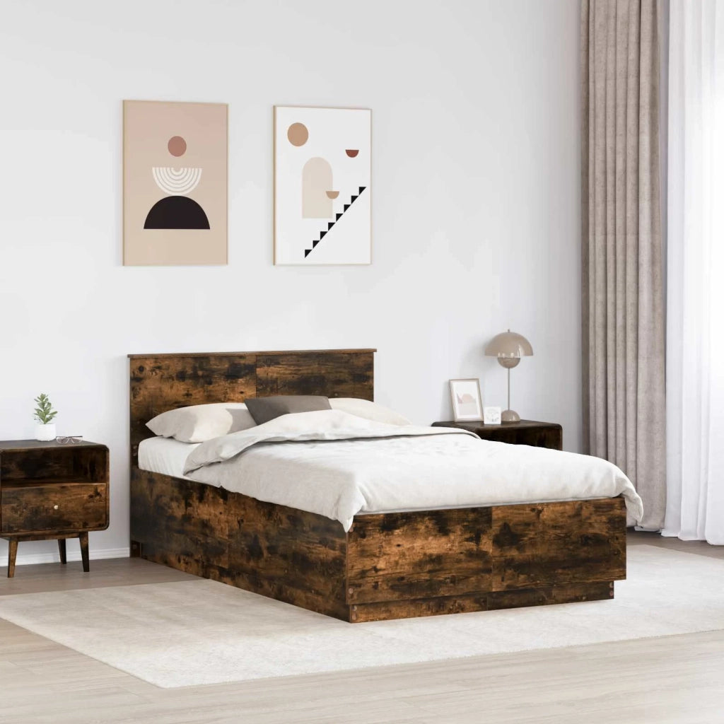Struttura del letto Rovere fumé 120 x 190 cm Legno multistrato