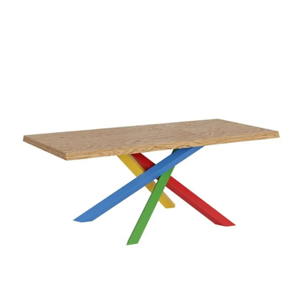Tavolo fisso 180x90 cm Versalux rovere scortecciato gambe multicolore 4/C