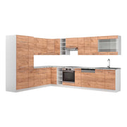 Cucina angolare completa Fame-Line Rovere dorato/Bianco 347 x 60 cm, PL Marmo Vicco