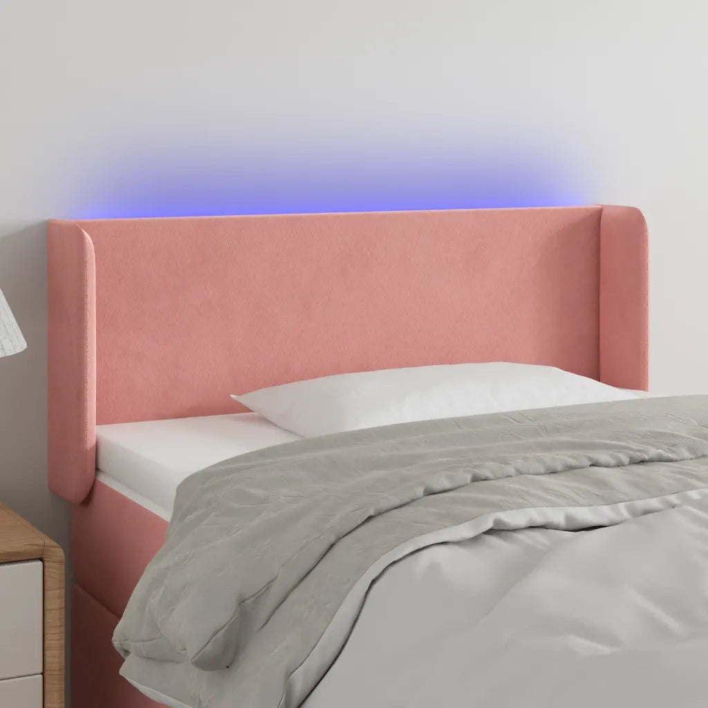 Testiera a LED-Testata con LED Rosa 93x16x78/88 cm in Velluto 206652