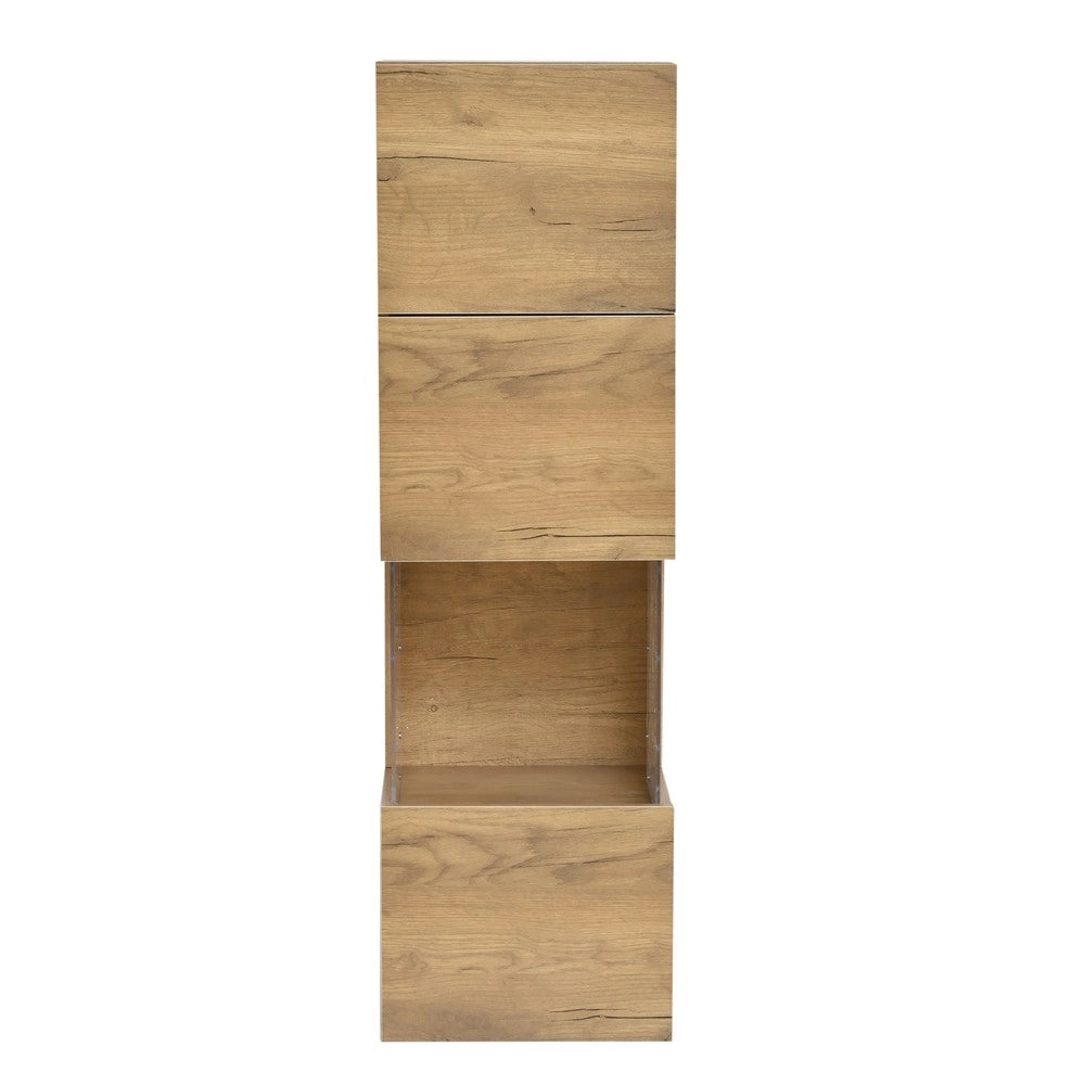 TV Wohnwand Set 3-teilig con illuminazione LED - Zephmum - TV fino a 80", 1 armadio, 1 vetrina, 1 scaffale sospeso, colore nero e legno naturale