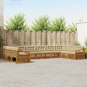 Set divani 10 pcs Naturale e Beige Legno di Acacia Massello