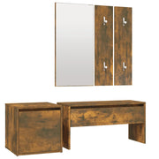 Set di Mobili da Corridoio Rovere Fumo in Legno Multistrato