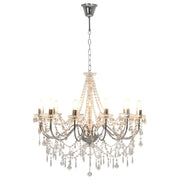 Lampadario con Perline Argento 12 Lampadine E14 281610
