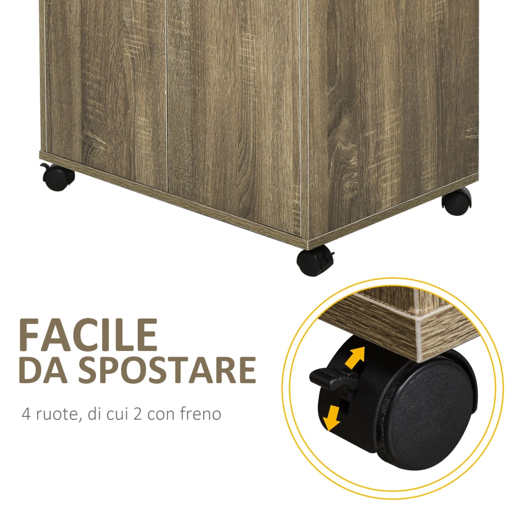 Mobile Cucina Multiuso con 4 Ruote, Armadietto e Ripiano per Microonde, 60.4x40.3x97cm - Grigio