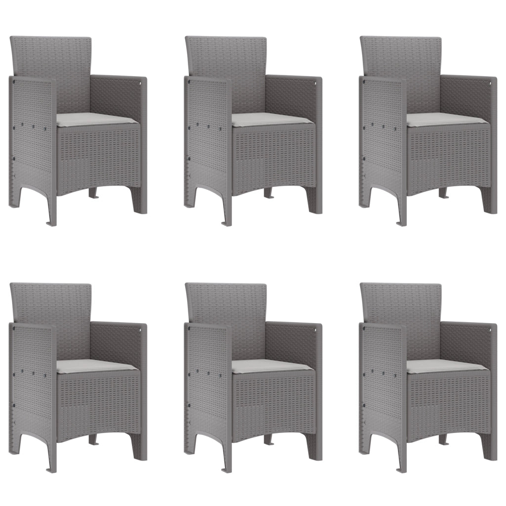 Set da Pranzo da Giardino 7 Pezzi con Cuscini Grigio Chiaro in Rattan Sintetico