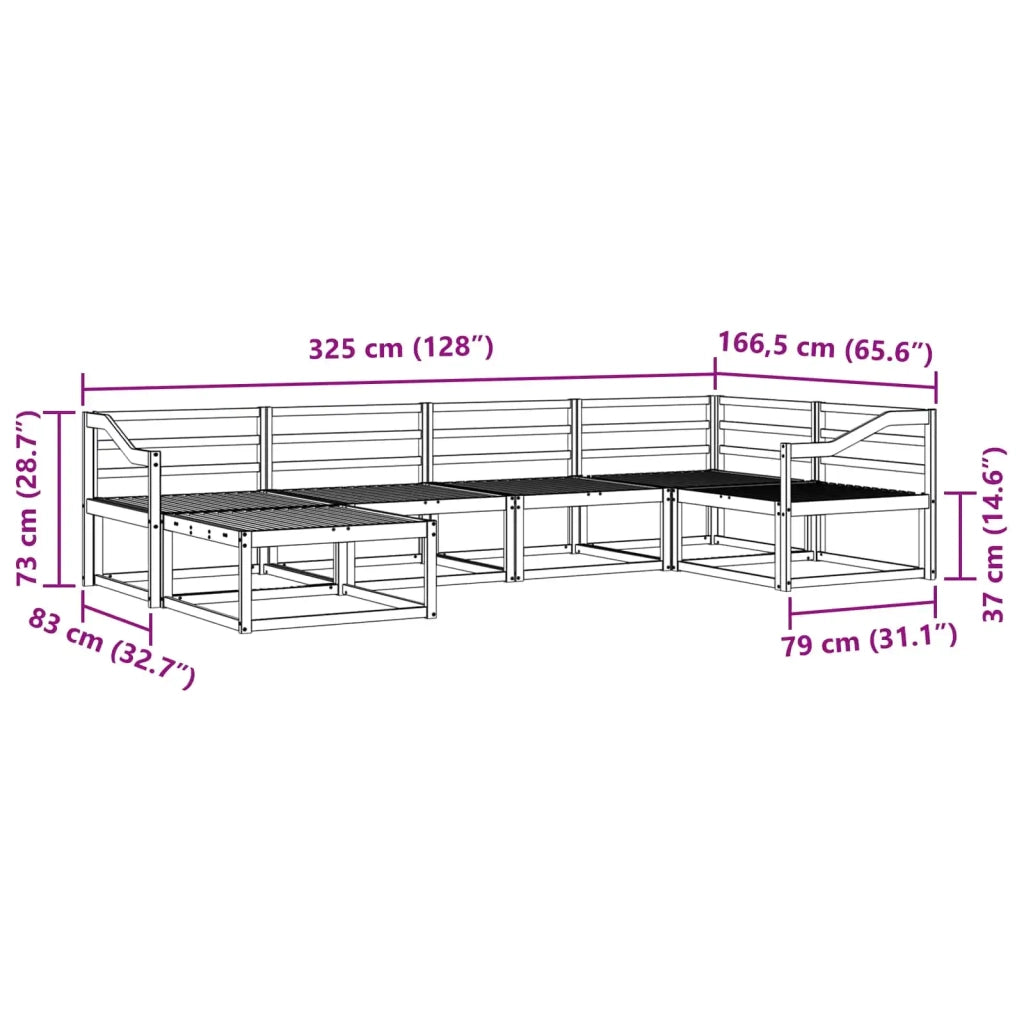 Set di divani da esterno 6 pcs Bianco 325 x 166,5 x 73 cm 3386703