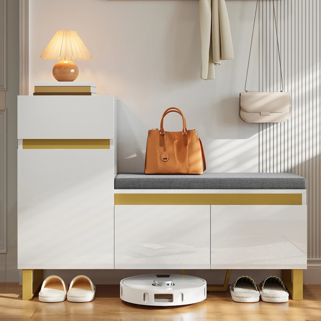 Scarpiera capiente per l'ingresso, mobile contenitore a pi¨´ ripiani, mobile per ingresso moderno e minimalista, organizer per la casa con cassetti e