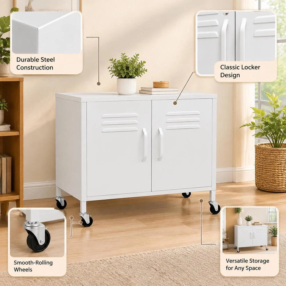 Storage Cabinet, White, 60x35x56 Cm, Steel