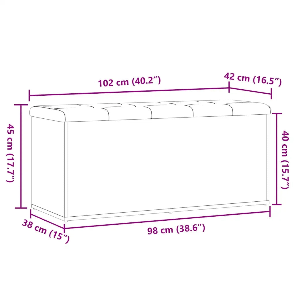 Panca Portaoggetti Legno Antico 102x42x45 cm Legno Multistrato 857619