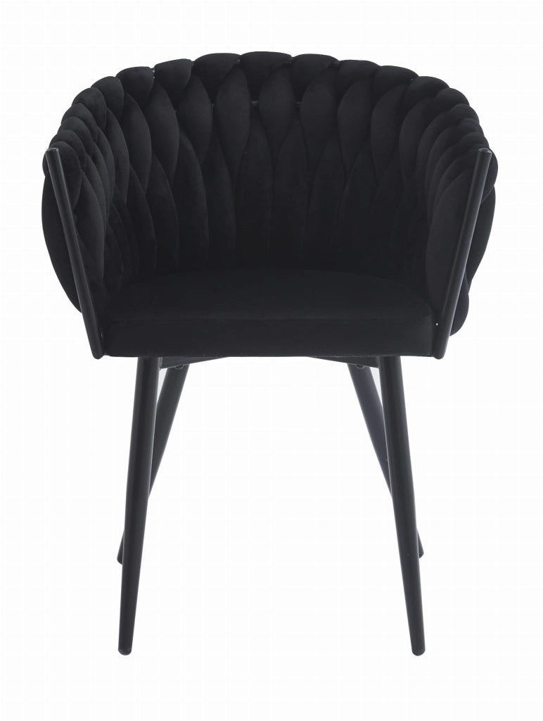 Sedia Valora MAYAN con rivestimento in velluto nero e gambe in metallo x2