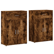 Credenze 2 pz | Madia | Buffet da pranzo | Armadio da pranzo Rovere Fumo 60x30x84 cm in Legno Multistrato