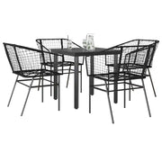 vidaXL Set Mobili da Pranzo per Giardino 5 pz Nero Polyrattan Vetro
