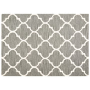 Tappeto Grigio Lana 160 x 230 cm Traliccio Quadrifoglio Trapuntato a Mano Orientale Trifoglio Marocchino