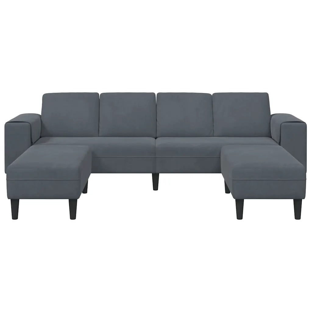 Set di divani 3 pcs Grigio scuro Velluto