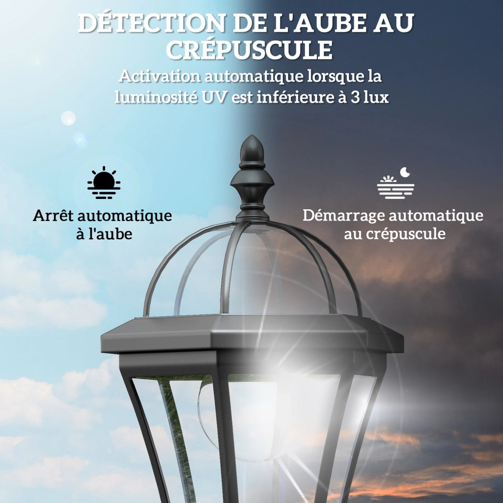 Lampada da Giardino Solare ¨C zephmum ¨C LED 6000K IP44 Nero 18.5¡Á129 cm