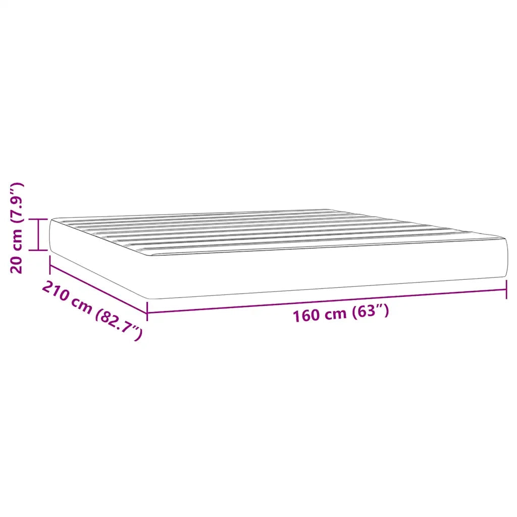 Materasso a Molle Insacchettate-Materasso per letto Rosa 160x210x20 cm in Velluto