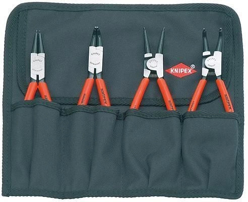 KNIPEX 00 19 56 Set di Pinze per Anelli di Sicurezza 4 Pezzi Acciaio al Cromo-Vanadio Custodia Inclusa colore Nero
