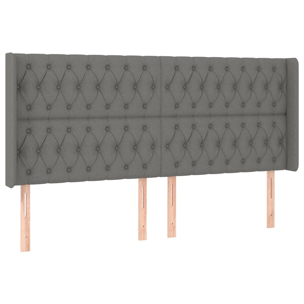 Testiera ad Orecchio GrigioScuro 203x16x118/128cm in Tessuto