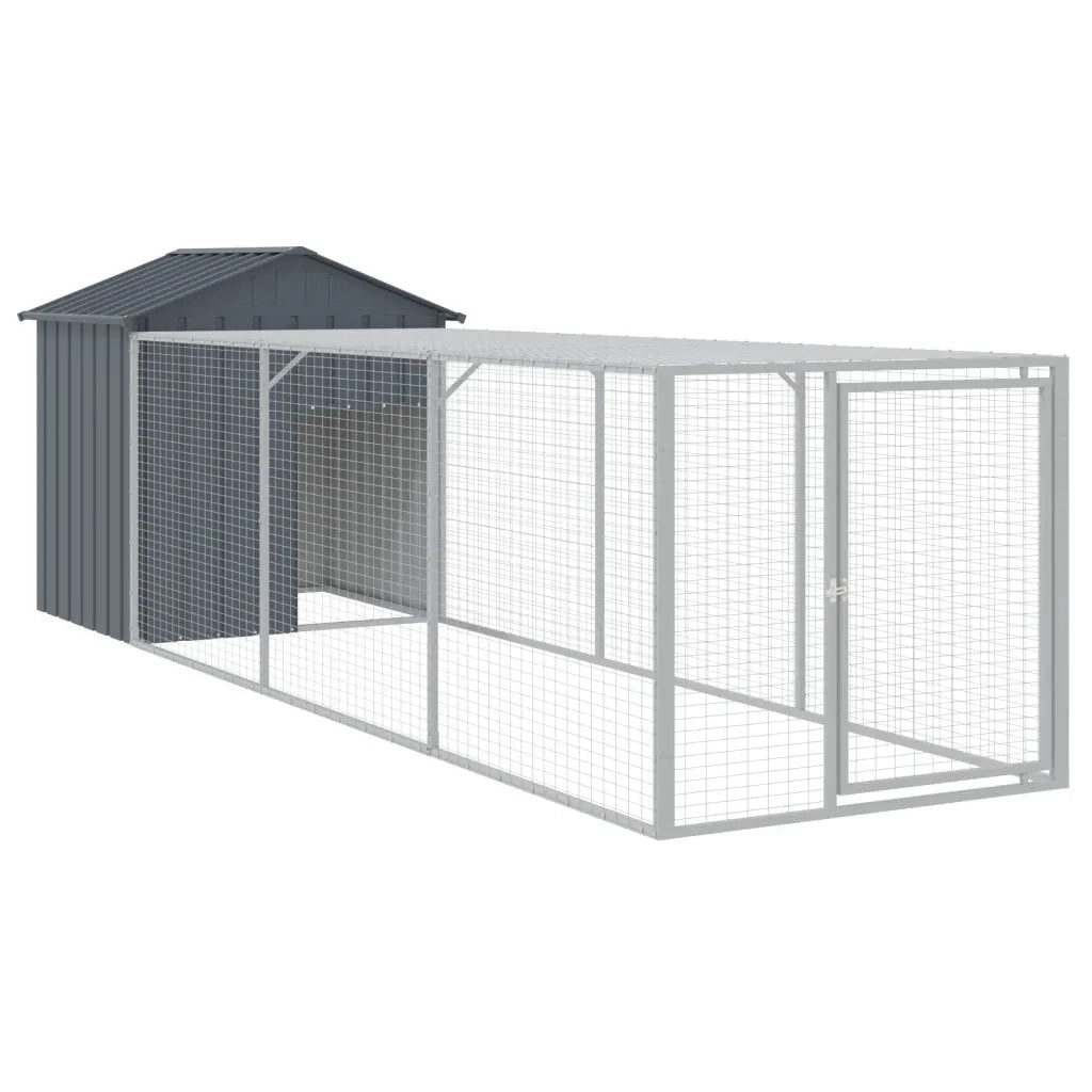 Pollaio con Area Corsa Antracite 117x405x123 cm Acciaio Zincatocod mxl 69912