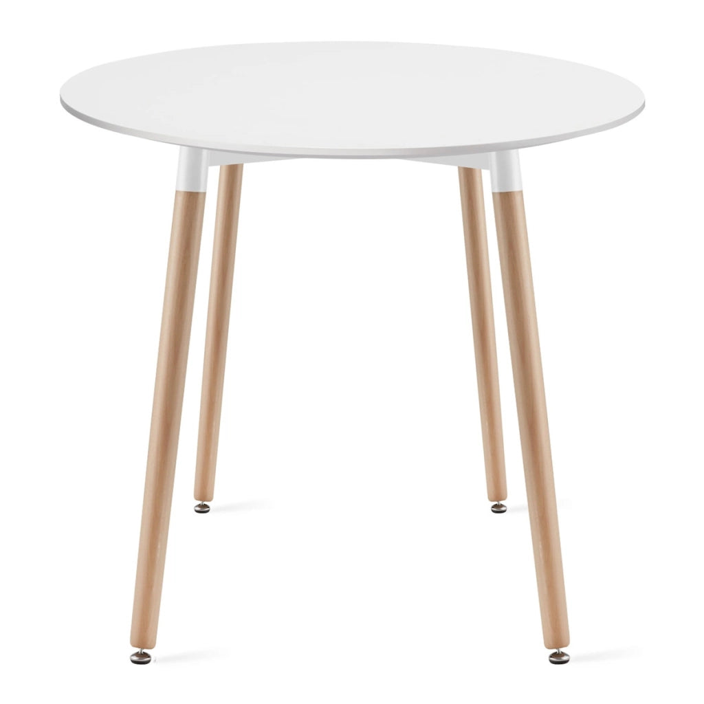 Tavolo da pranzo rotondo Kami bianco con gambe in faggio