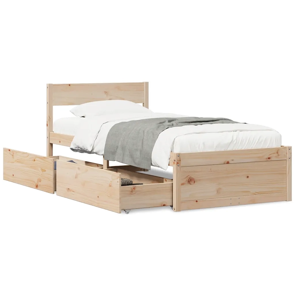 Letto senza Materasso 75x190 cm in Legno Massello Pino