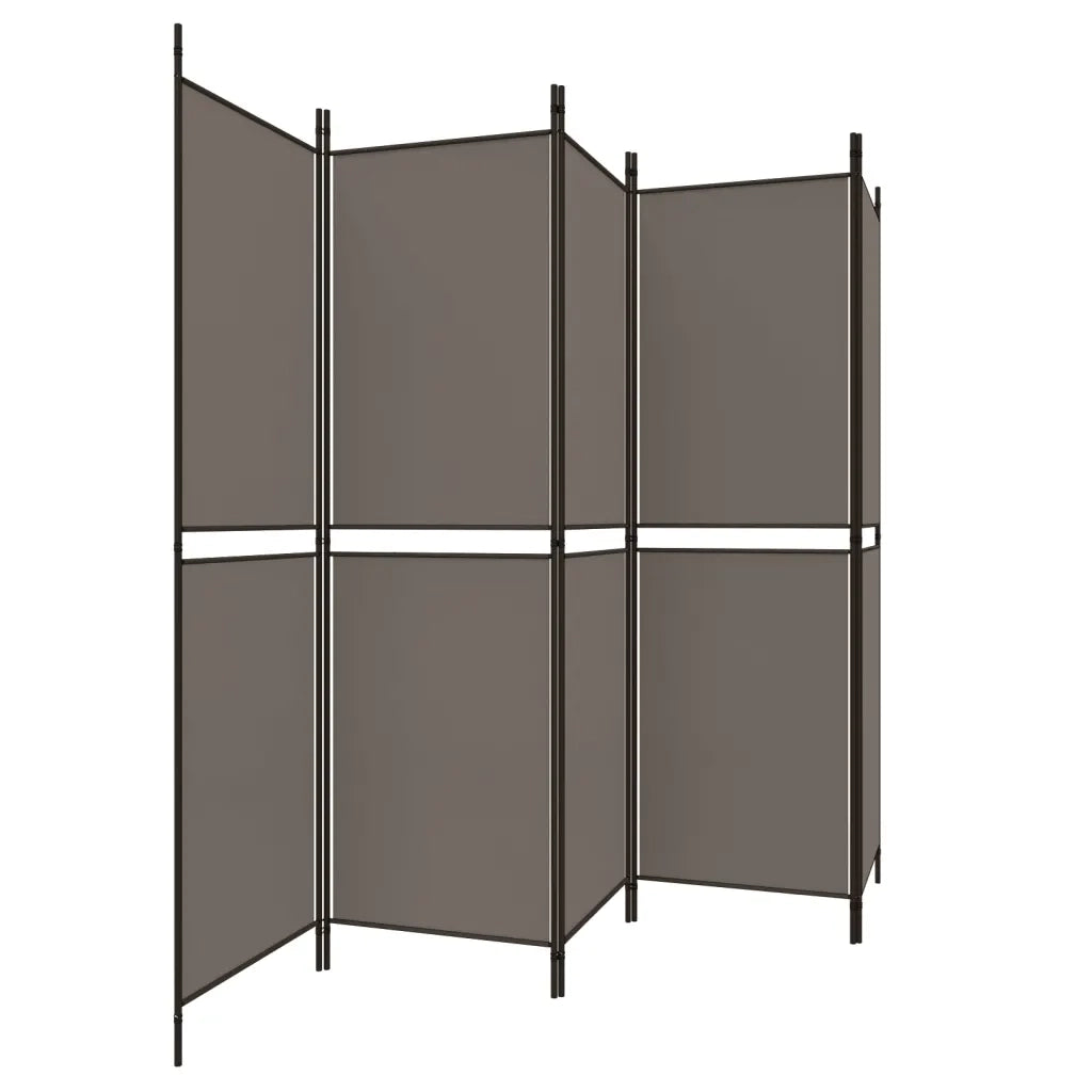 Divisorio a 5 Pannelli Antracite 250x200 cm Tessuto 350236