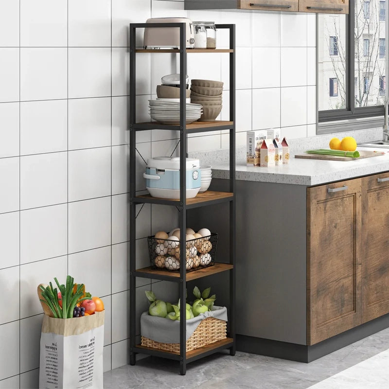 Libreria con finitura marrone, con misure 40x30x154 cm, ideale per ogni ambiente.