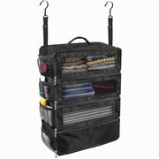 Organizzatore di abbigliamento appeso con grande capacità - borsa multifunzionale pieghevole - cassa di stoccaggio multi-strato per abbigliamento - per viaggi di lavoro, campeggio e stoccaggio di abbigliamento - Nero