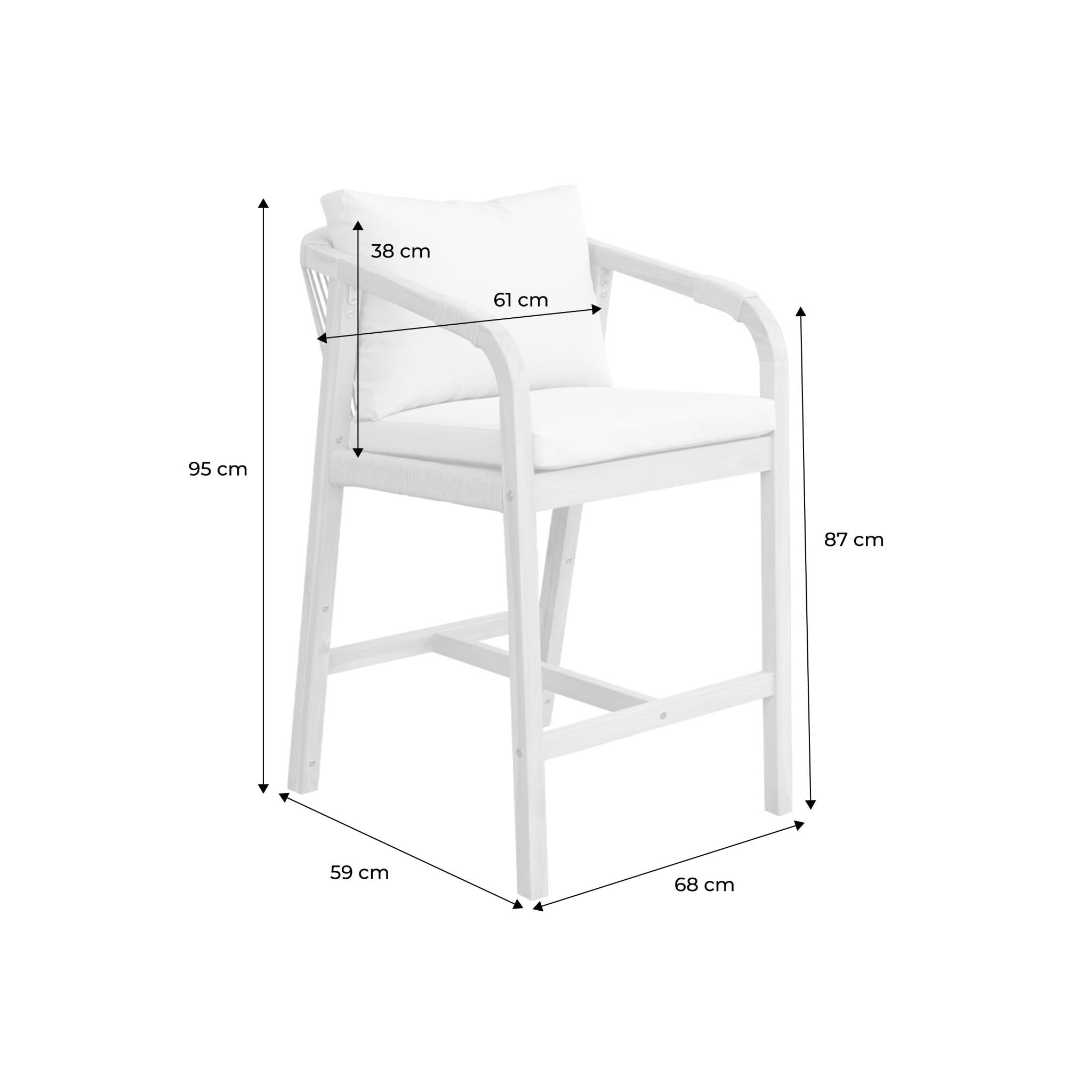 Set di 2 poltrone da giardino in legno di acacia e corda, marrone
