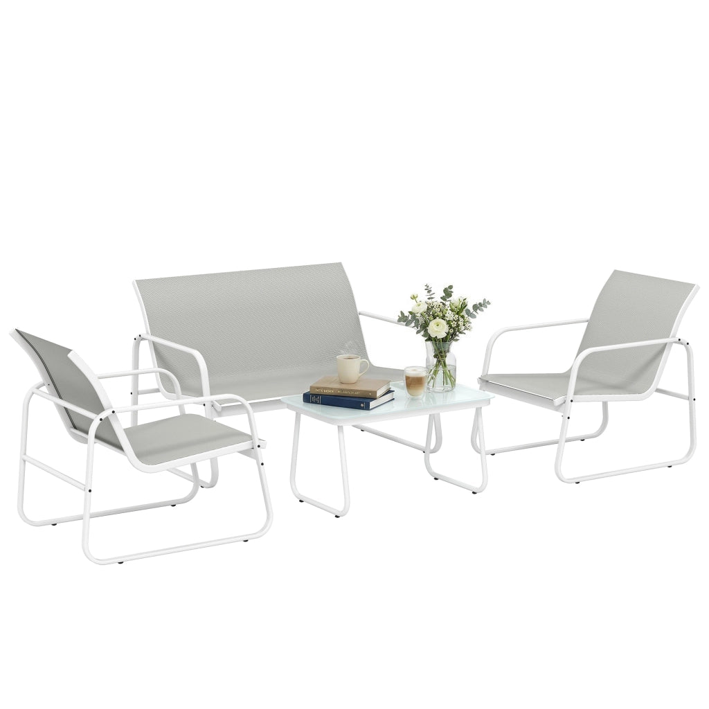 Set divano giardino 4 pezzi ¨C zephmum ¨C tessuto textilene grigio chiaro