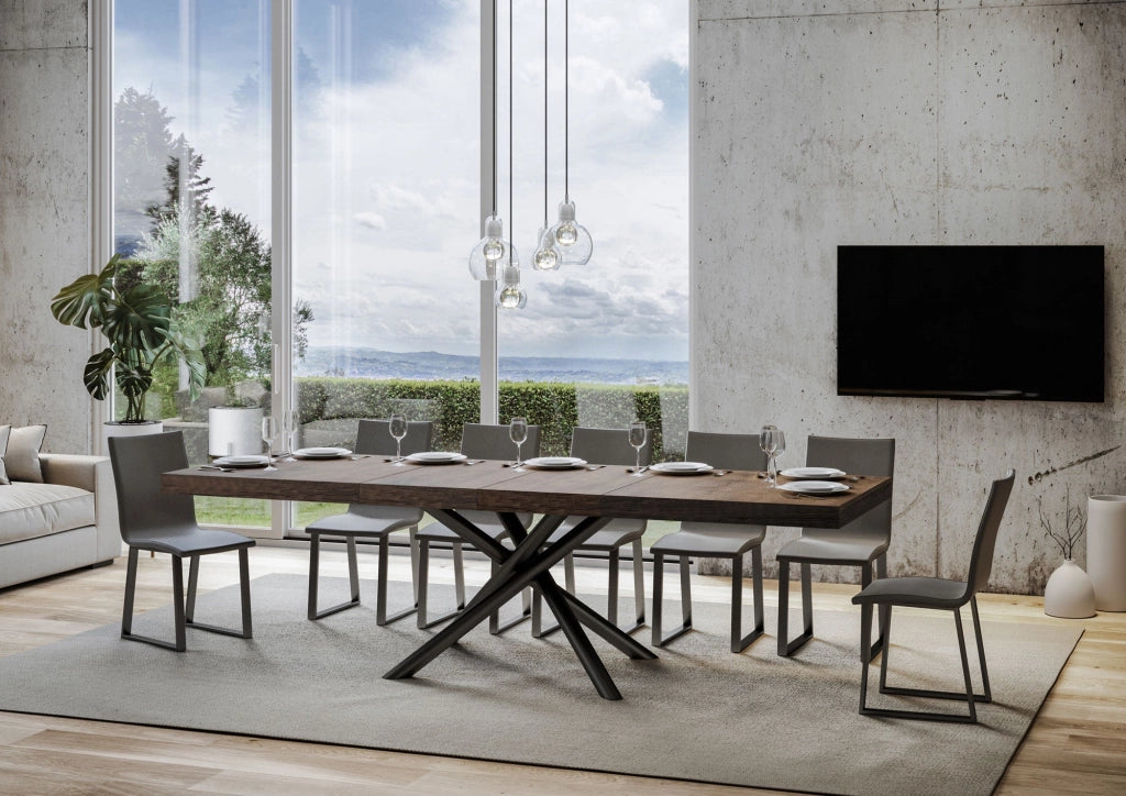 Tavolo Allungabile 160-420x90x77 cm Famas Premium Noce Telaio Antracite