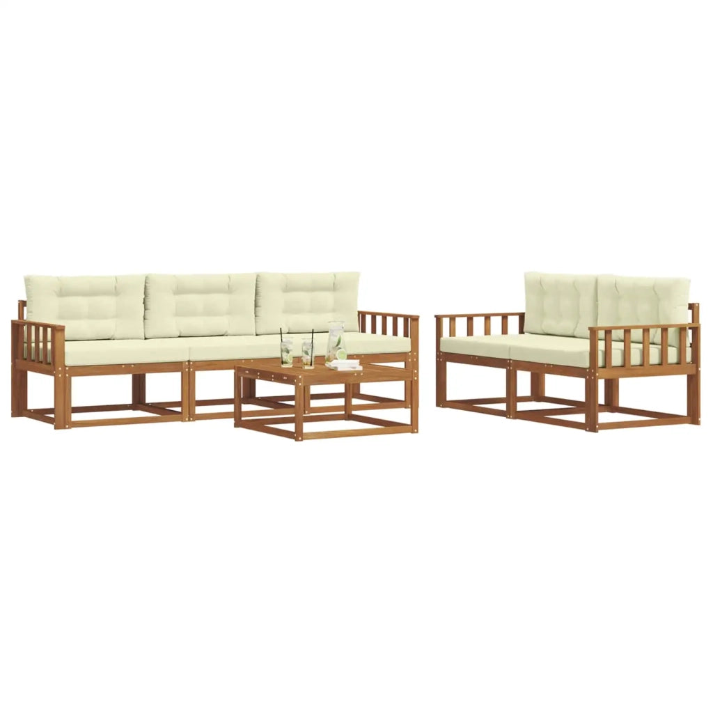 Set di divani da esterno con cuscino 6 pcs Naturale e Crema