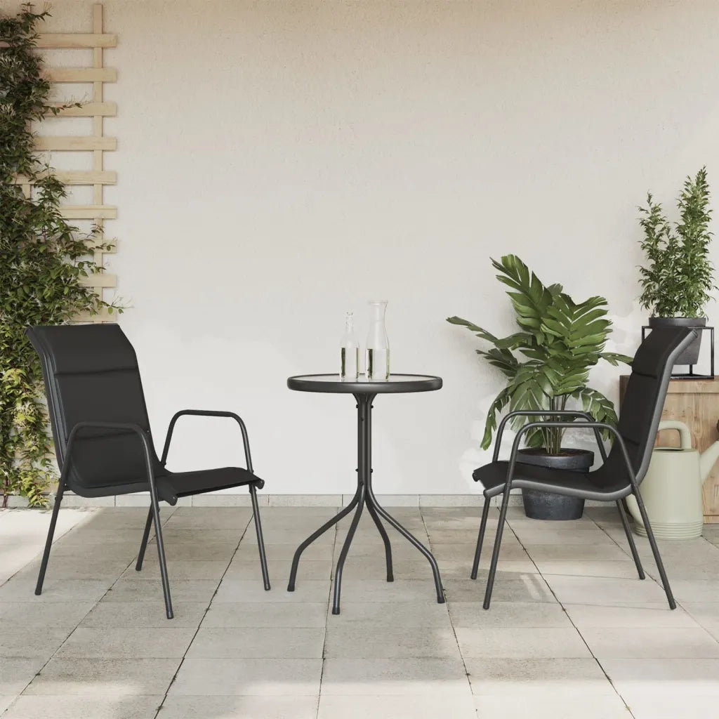 Set da Pranzo da Giardino 3 pz in Acciaio Nero