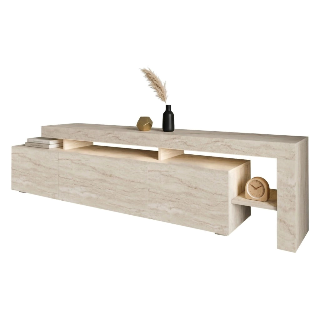 Trasacco, Mobile Porta tv un Ripiano, 192x37x53h cm Beige Marmo