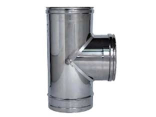 RACCORDO A T 90  ° IN ACCIAIO INOX AISI 304 MONOPARETE SPESSORE MM.05  FFM  EE ¸ mm.120