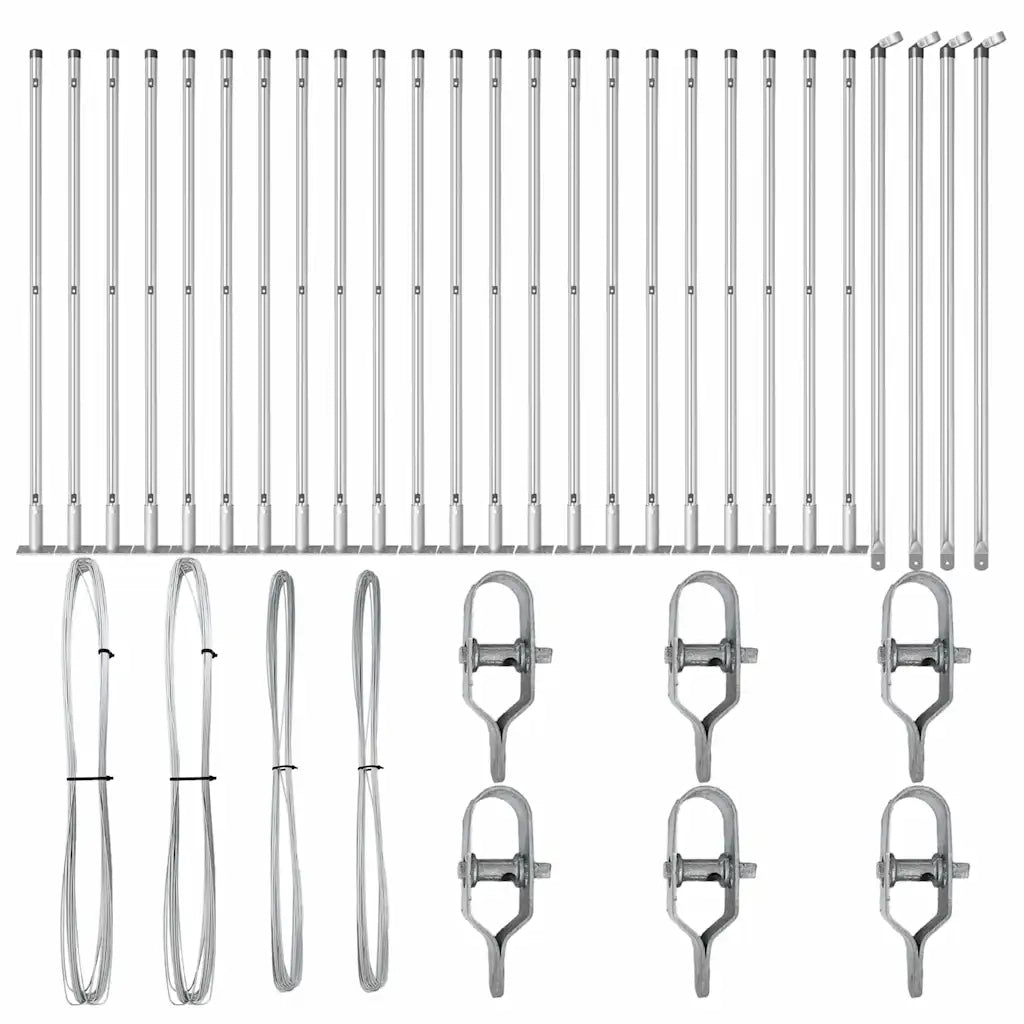 Palo della recinzione 26 pcs Grigio 3,2 x 3,2 x 50 cm