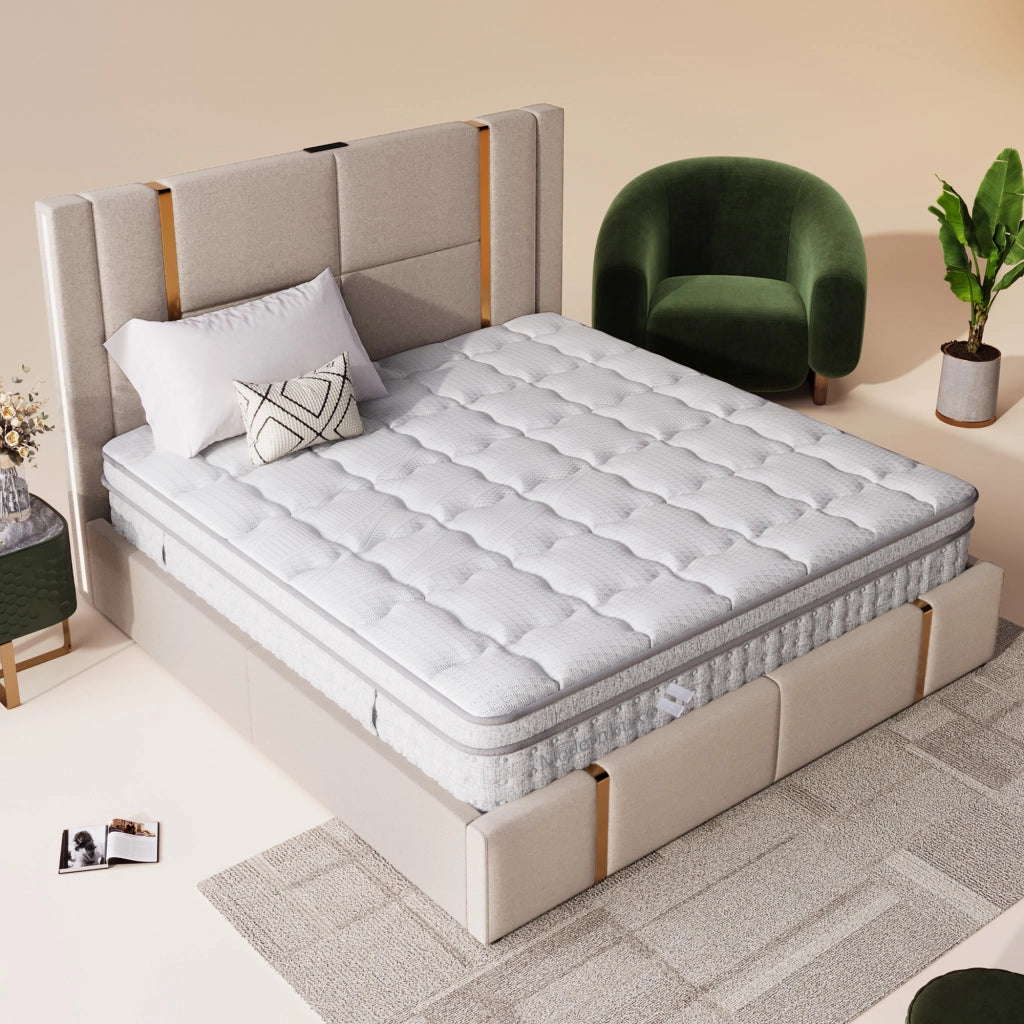 Materasso 7 zone con molle insacchettate e schiuma fredda traspirante in poliestere bianco 140×200×25 cm