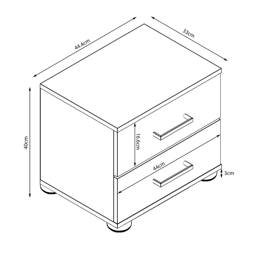 Comodino 2 cassetti Moderno in Legno Composito cm 44 4x33x40 - SPIKE