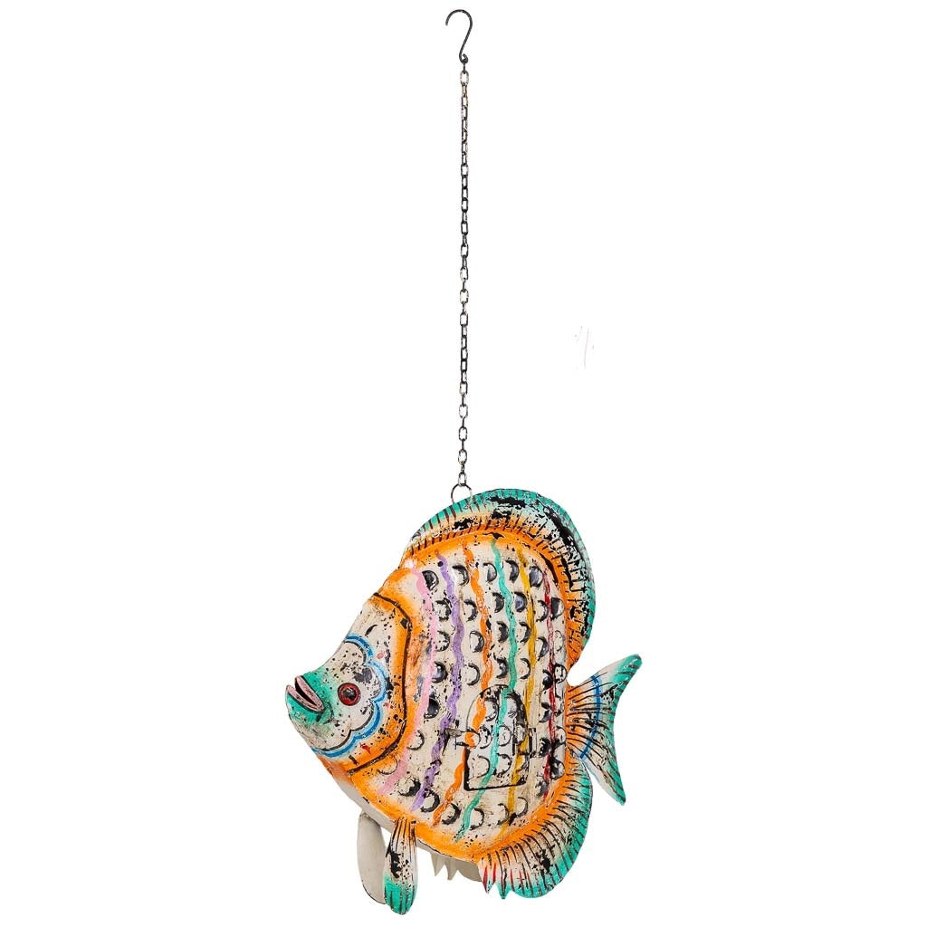 Figura di pesce in metallo multicolore, 58x15x61h cm