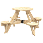Tavolino da Giardino | Tavolo da Picnic per 4 Bambini Rotondo con Foro in Legno Abete
