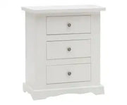 Comodino toscano 3 cassetti in legno Shabby chic bianco