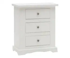 Comodino toscano 3 cassetti in legno Shabby chic bianco