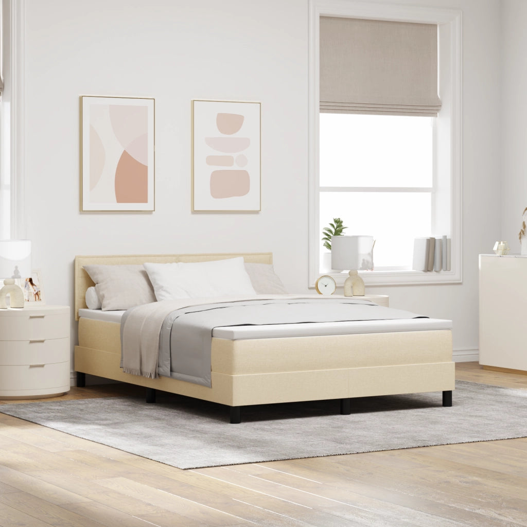 Letto a Molle con Materasso e LED Cream 140x190 cm in Tessuto