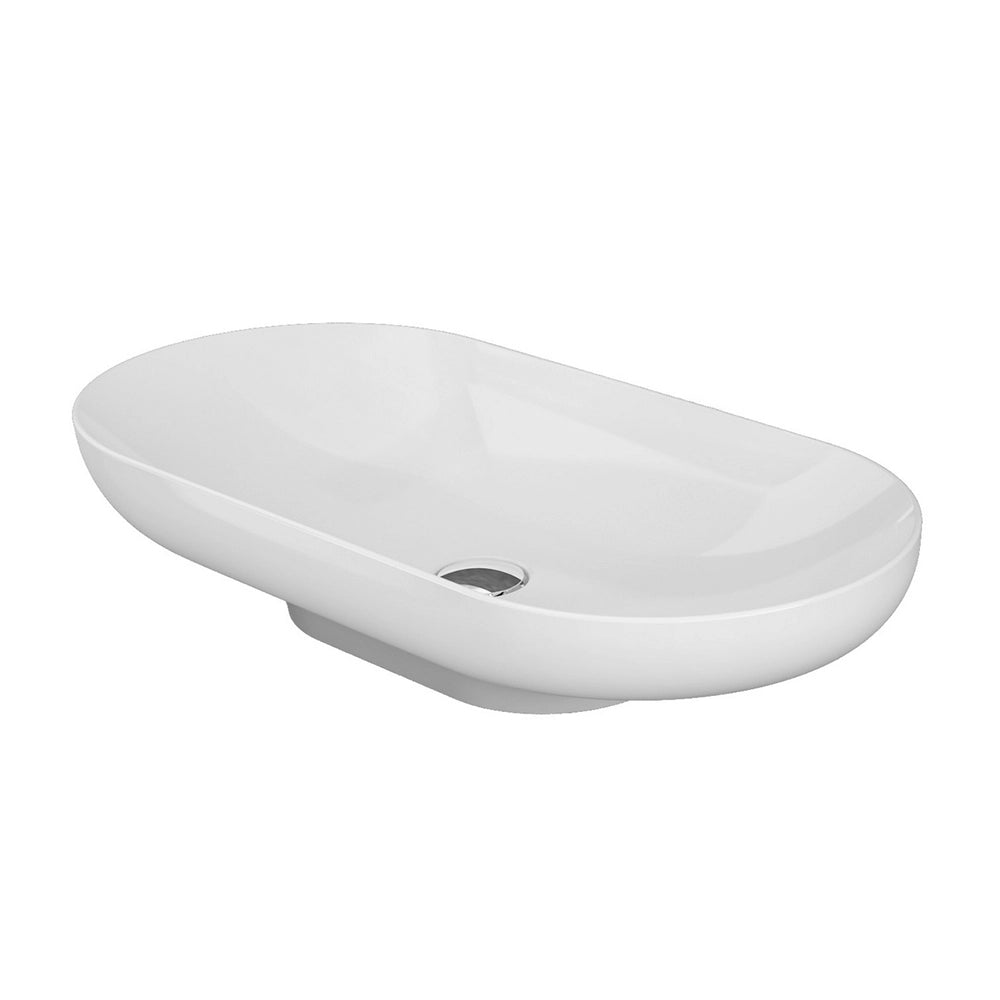 Lavabo d’appoggio 70cm ovale in ceramica bianca Rak Des