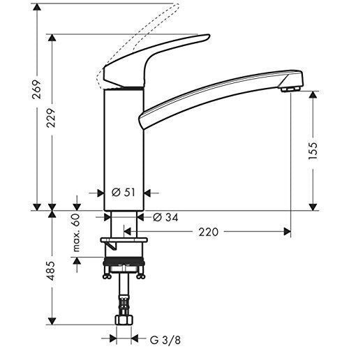 Hansgrohe Focus M41 - Rubinetto da cucina Miscelatore cucina con altezza bocca 160 mm Rubinetto Mono Splitcomando con bocca girevole cromo Cromo ComfortZone 160 mm senza tubo flessibile